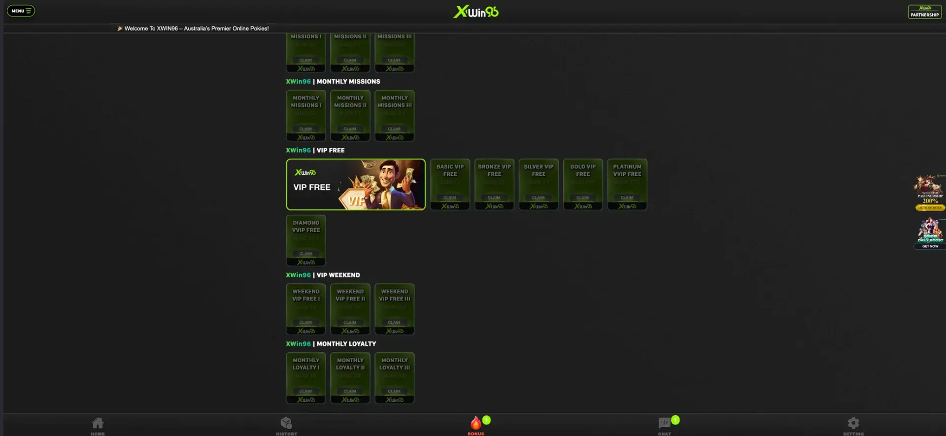 XWIN96 VIP missions and monthly loyalty rewards